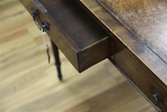 A George III design mahogany, amboyna and boxwood banded Carlton House desk, W.3ft 4.5in